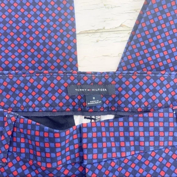 TOMMY HILFIGER Harlequin Check Print Mid Rise Ankle Pants - Picture 4 of 11